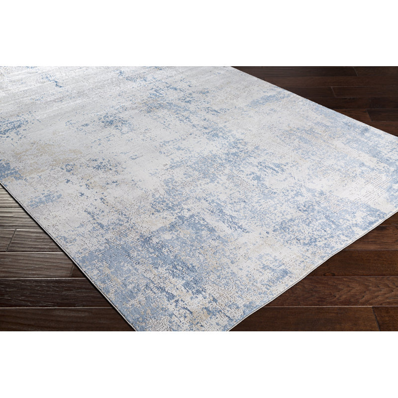 Tapis abstrait bleu clair / beige Bayfield, Rectangle 12 pi x 15 pi