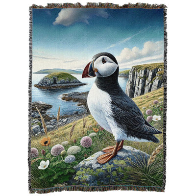 Pure Country Weavers Puffin Blanket Tapestry Throw Woven from Cotton - (72x54)
