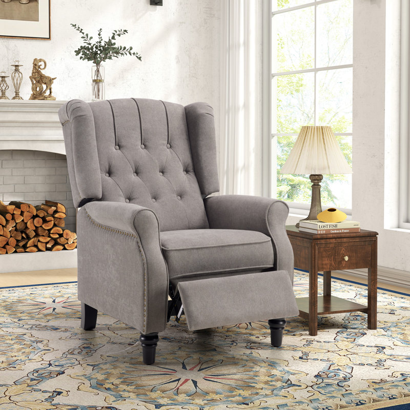 Fauteuil inclinable classique à dossier poussé de 29,5 po de large avec dossier et rivets, Gris