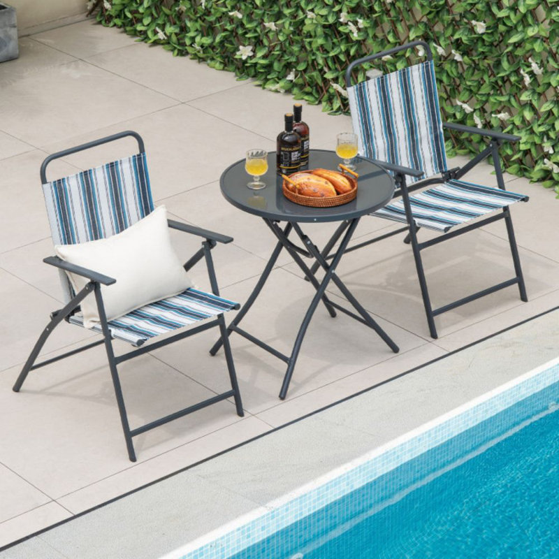 Ensemble de 3 chaises pliantes pour l'extérieur