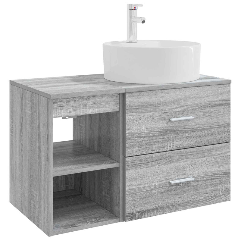 Vanity & Mirror Set, Grey Sonoma