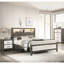Table de chevet contemporaine pour chambre à coucher, 1 table de chevet, 2 tiroirs avec poignées en métal et table de chevet bicolore gris beige