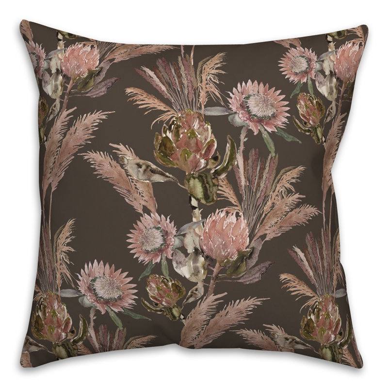 Coussin décoratif en polyester / mélange de polyester, Brun foncé / gris