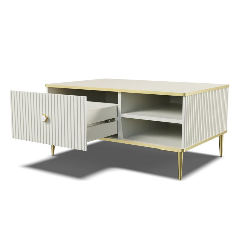 Lorelei Four Leg Coffee Table with Storage, White