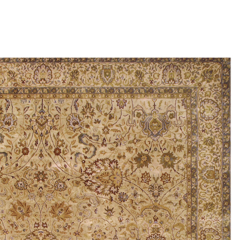 Tapis rectangulaire en laine beige / ivoire / rouge foncé, Rectangle 6 pi x 9 pi