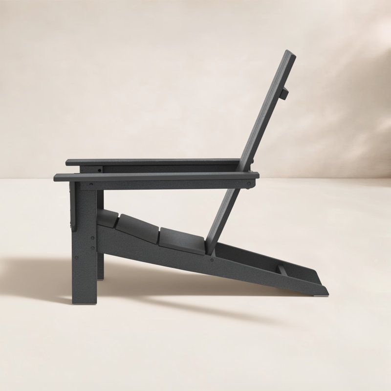 28.7" W High-Density Polyethylene Adirondack Chair, Black
