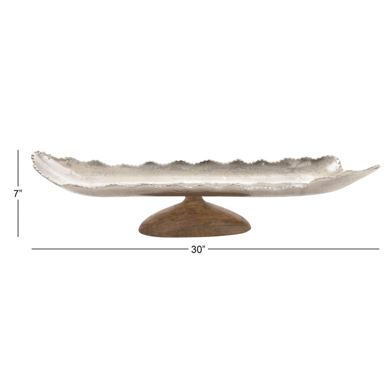 Assiette décorative abstraite Wisley en argent / brun