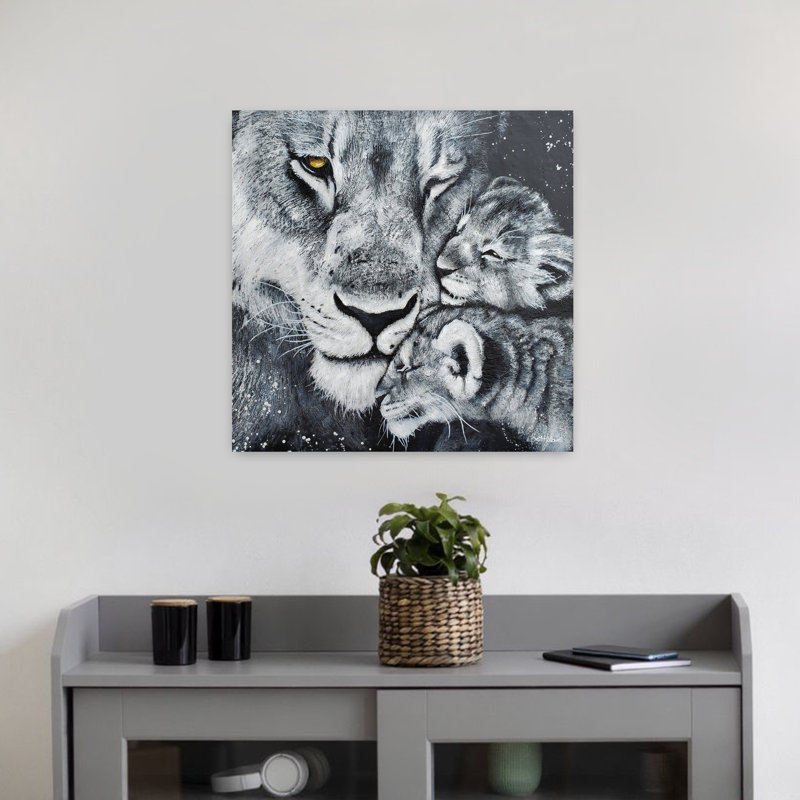 Lionne, art contemporain de lion, H 18 po x l 18 po