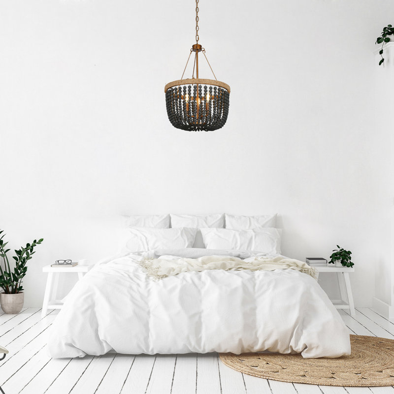 Boho Rustic 3-Light Black Bead Pendant Lighting