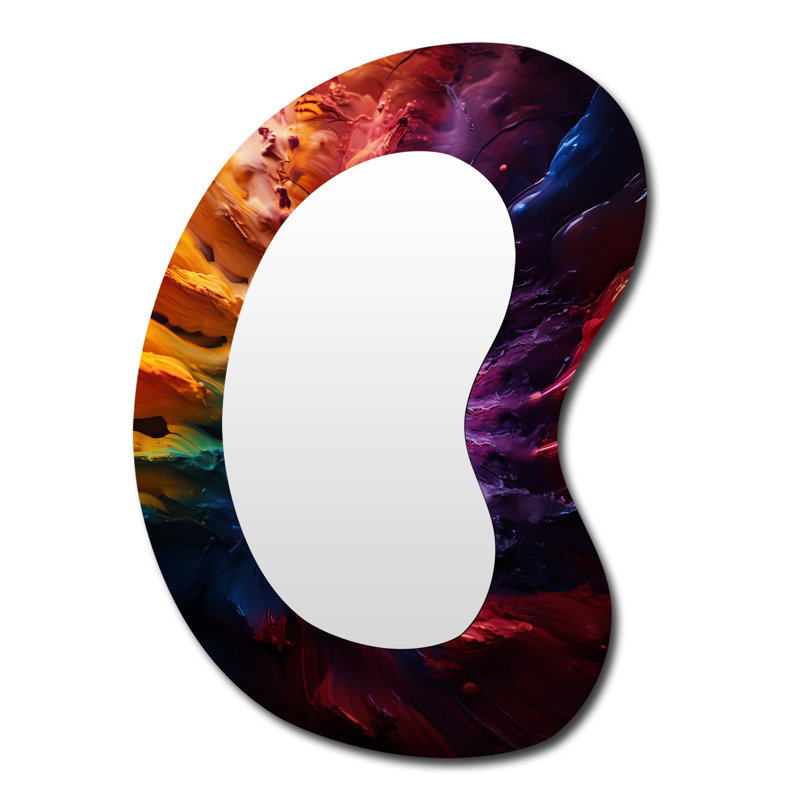 Evyatar Colorful space fractal vortex V - Fractal Irregular Shape Decorative Wall Mirror, Modern Asymmetrical Large Mirror, Printed Metal Art