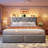 Velvet Upholstered Queen Bed Frame With Adjustable Headboard And Led Light, Platform Bed Frame With 2 Storage Drawers And Charging Station-1346104146-1342279881