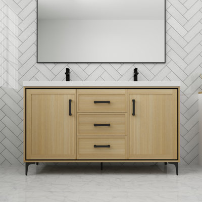 Meuble-lavabo sur pied en résine avec lavabo en résine 60 po
