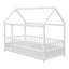 Lit simple en bois avec cadre de toit, garde-corps de clôture, blanc-680018720