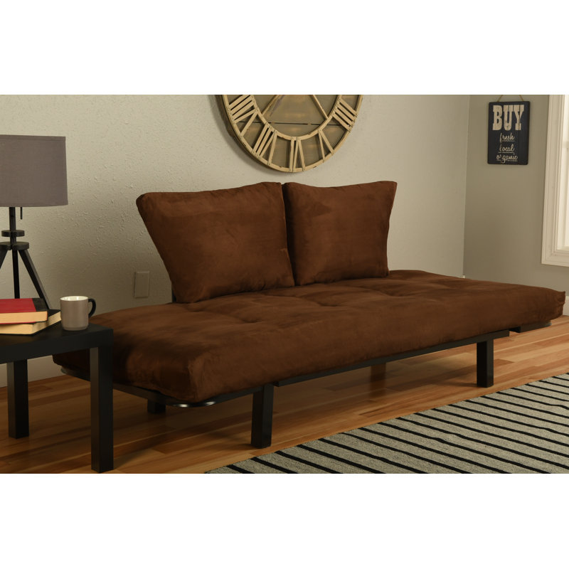 Futon simple 60 po Everett, Noir, Suède chocolat