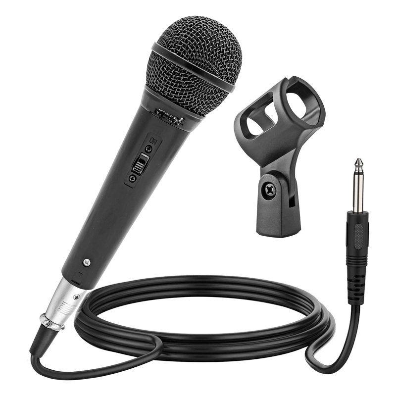 Microphone karaoké dynamique 5 fils cardioïde unidirectionnel avec interrupteur marche / arrêt, cordon XLR
