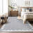 Scalloped Machine Washable Rug Modern Solid Floor Mats with Non-Slip Backing, Stain-Resistant Low Pile Accent Rug, Contemporary Indoor Carpet for Living Room, Bedroom, Office-1188343893