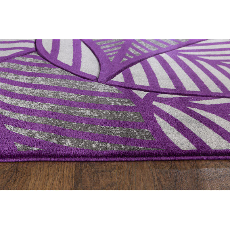 Tapis mauve à motif floral Aruba, Rectangle 5 pi x 7 pi