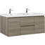 Meuble-lavabo flottant de 60 po avec lavabo, armoire de rangement murale avec lavabo à surface solide, deux lavabos et tiroirs à fermeture en douceur entièrement assemblés
