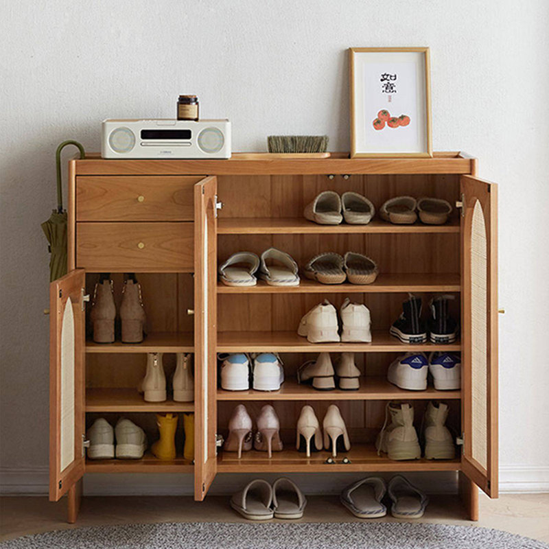 Armoire de rangement multifonctionnelle à chaussures en rotin