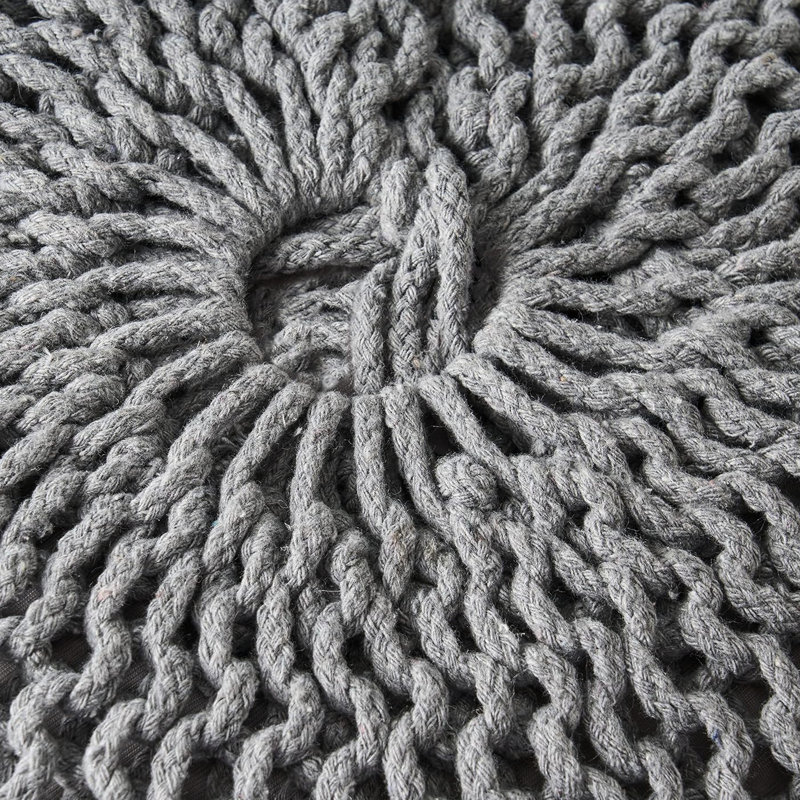 Pouf gris moderne en maille tissée pour entrée - 51 cm L x 36 cm P x 36 cm H, aucun assemblage requis, motif charmant, 51,5 x 51,5 x 36 cm.