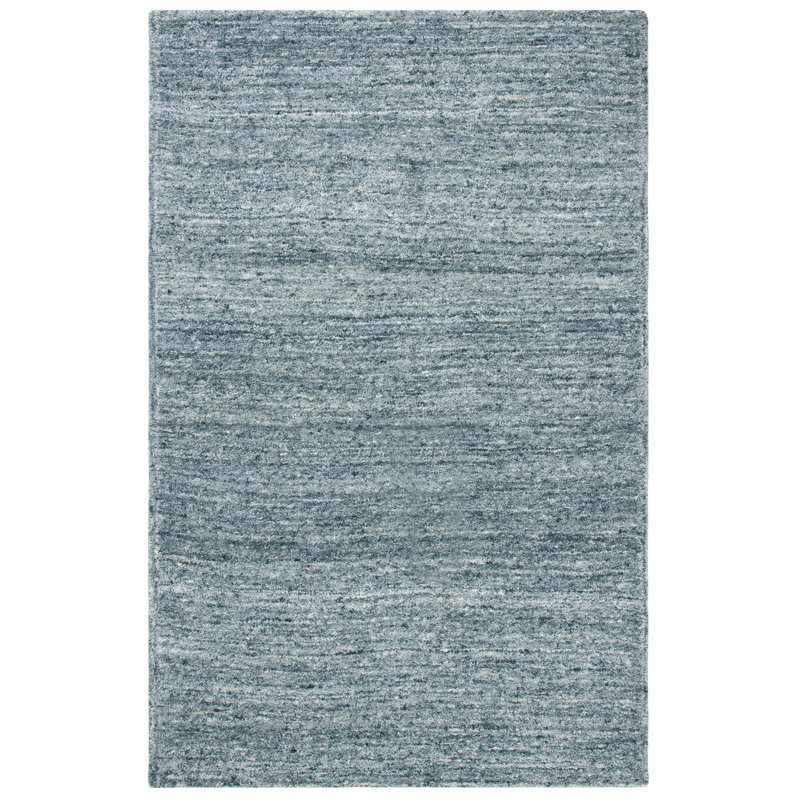 Moniz Hand Tufted Wool/Cotton & Other Fiber Solid Color Rug in Navy, Rectangle 3' x 5'