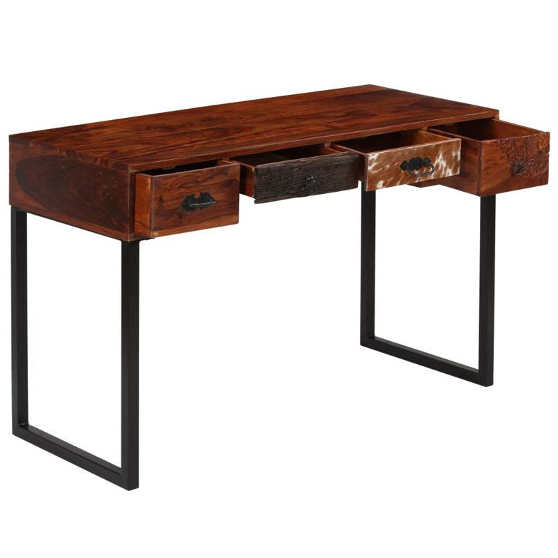 Bureau standard vidaXL brun en bois d'acacia massif rectangulaire, Brun foncé