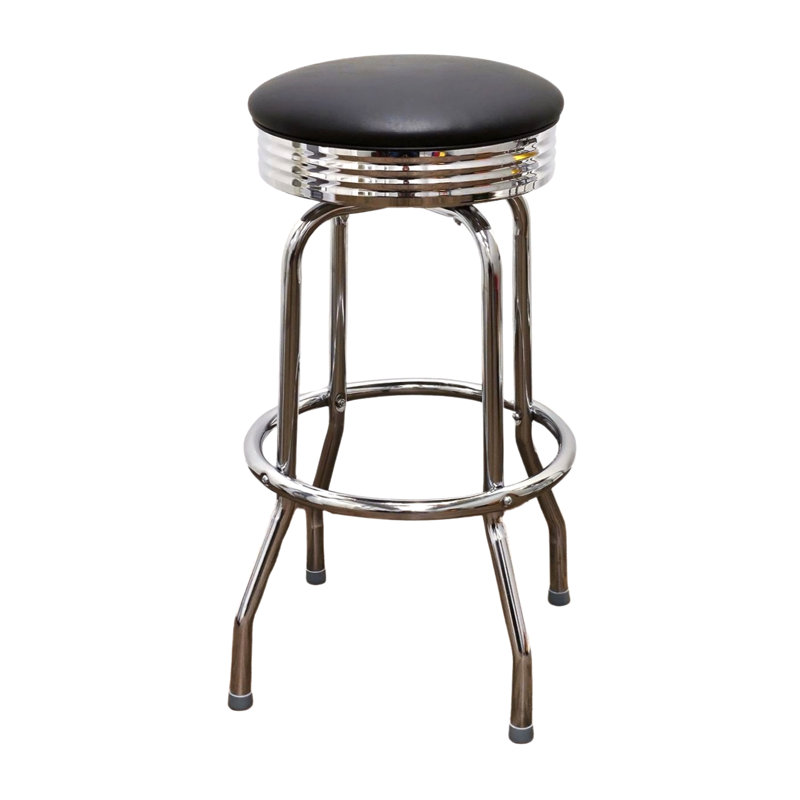 Tabouret de bar et de comptoir pivotant à un anneau Retro Home, Noir, noir, noir, noir