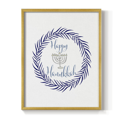 Hanukkah Wreath Framed Print - Solid Wood