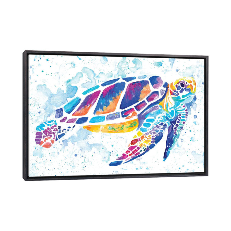 «Vibrant Sea Turtle» par Chelsea Goodrich - impression d'art graphique, H 26 po x l 40 po x 1,5 po, Aucun mat