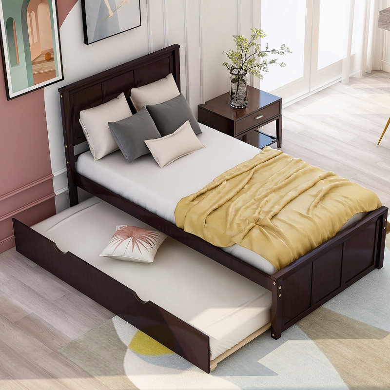 Lit plateforme avec lit gigogne, Espresso