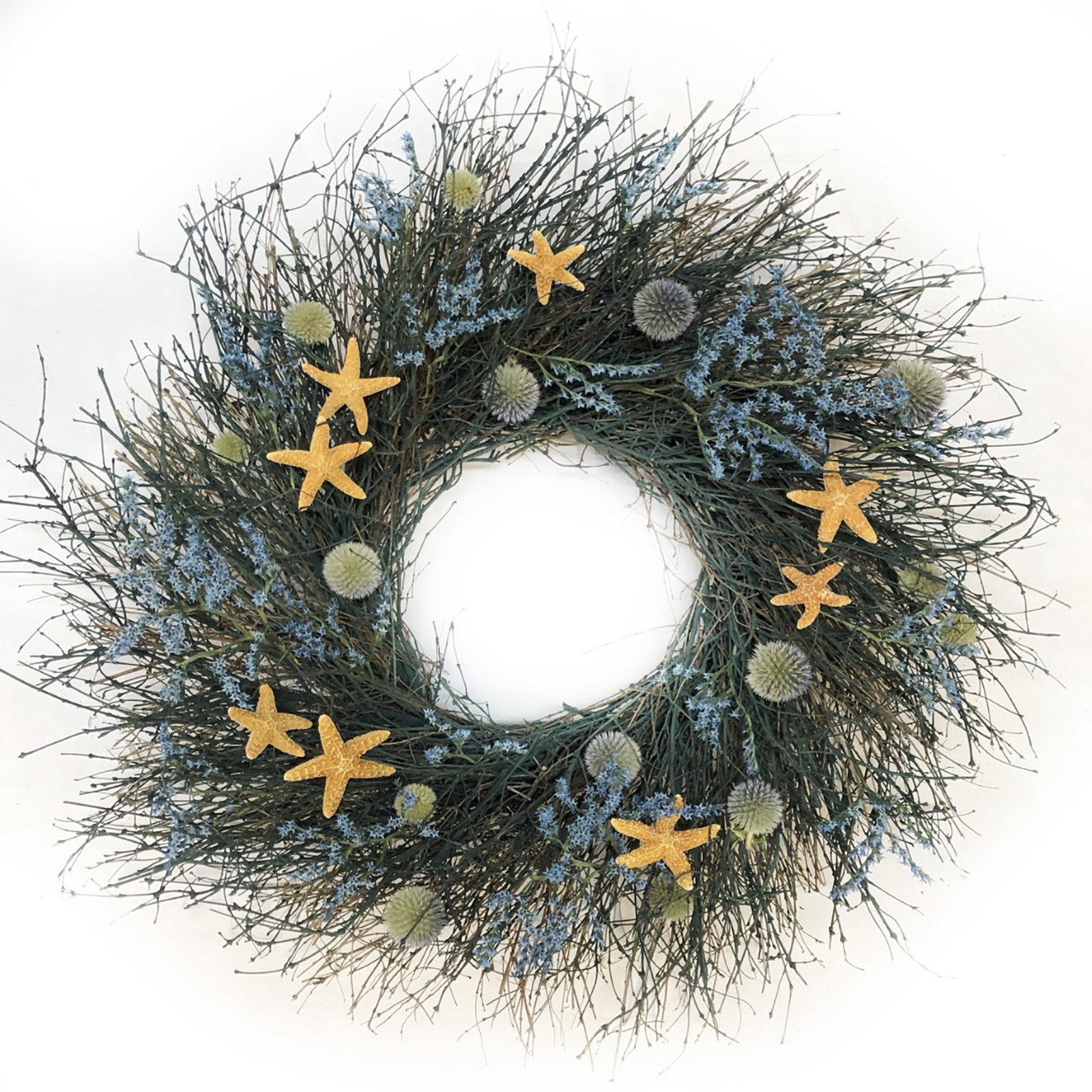 Beachy Handcrafted Dried Mixed Assortment Wreath, 22" H x 22" W x 5" D