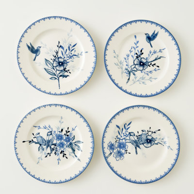 Assiette à dessert en porcelaine Bleu Blanc (ensemble de 4)