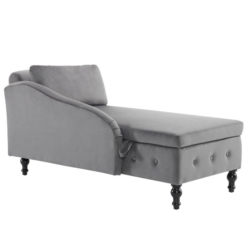 Balla Velvet Chaise Lounge, Grey