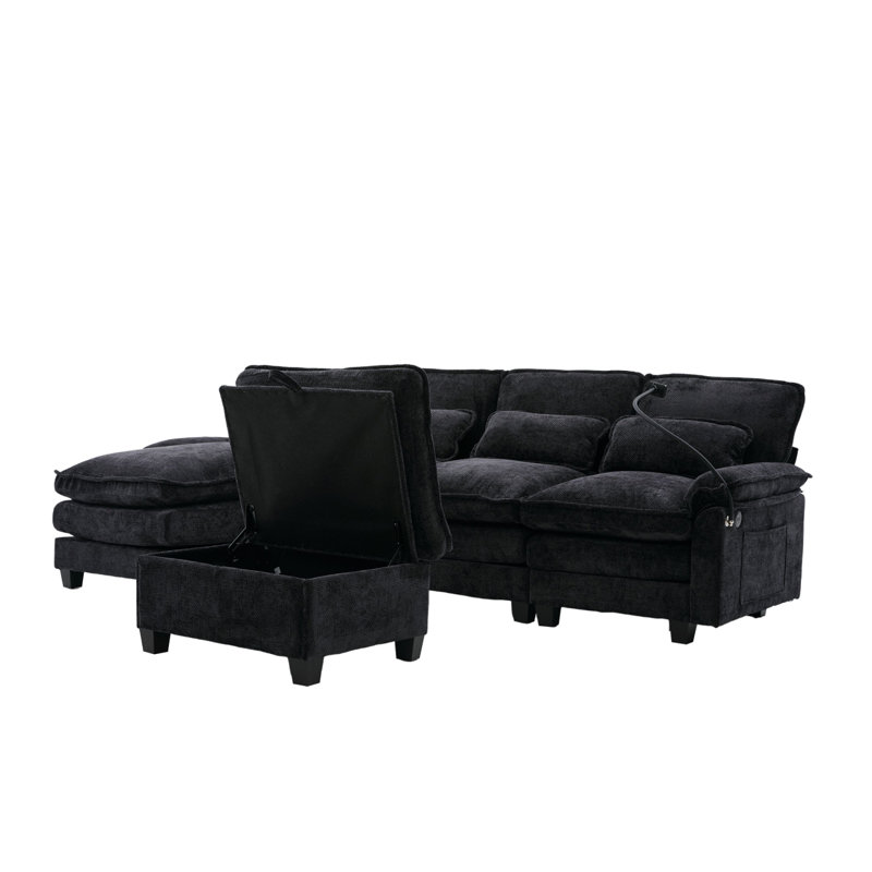 Canapés modulaires rembourrés et confortables, Noir
