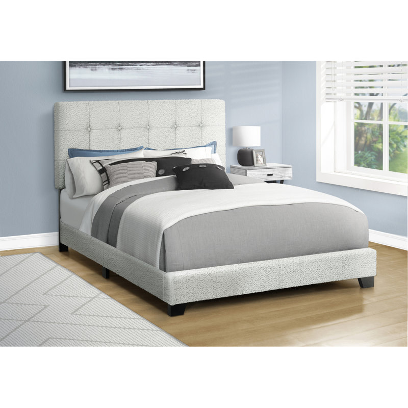 Bed, Full Size, Bedroom, Upholstered, Frame Only, Transitional, Light Grey, Full