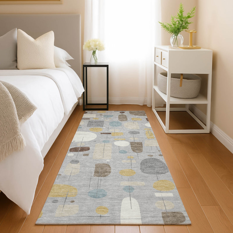 Machine Washable Indoor/Outdoor Jourdan ACN2393 Mid-Century Modern Rug, Runner 2'3" x 7'6"