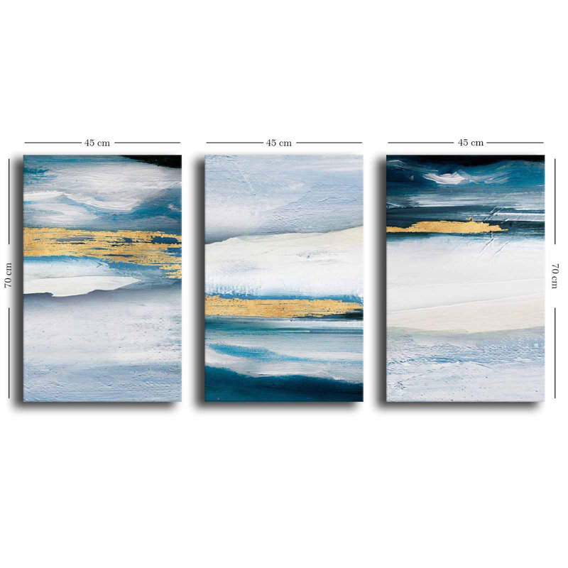 Stunning Decorative Canvas Painting Set (3 Pieces), 100% Canvas, Total Size: 57.1 x 27.6 inches | 100% Pine Wood Frame, Thickness: 0.1 inches | Perfect for Living Room & Bedroom Decor, Vibrant Colors and Elegant Design