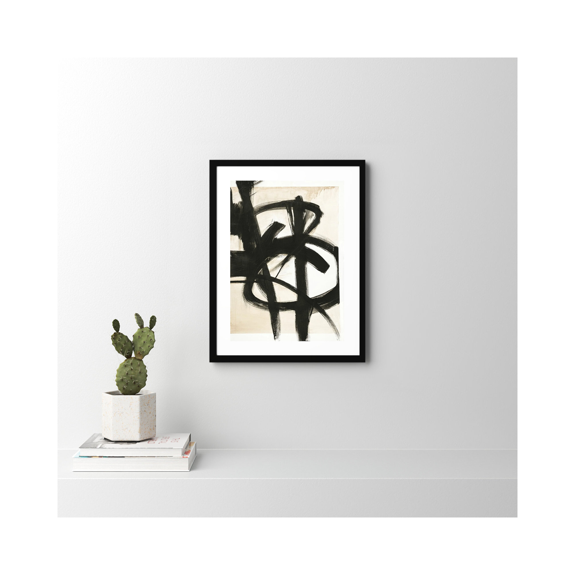 Graphical Shapes 7 by Design Fabrikken, 26.12" H x 20.12" W x 0.88" D, Black Framed Paper