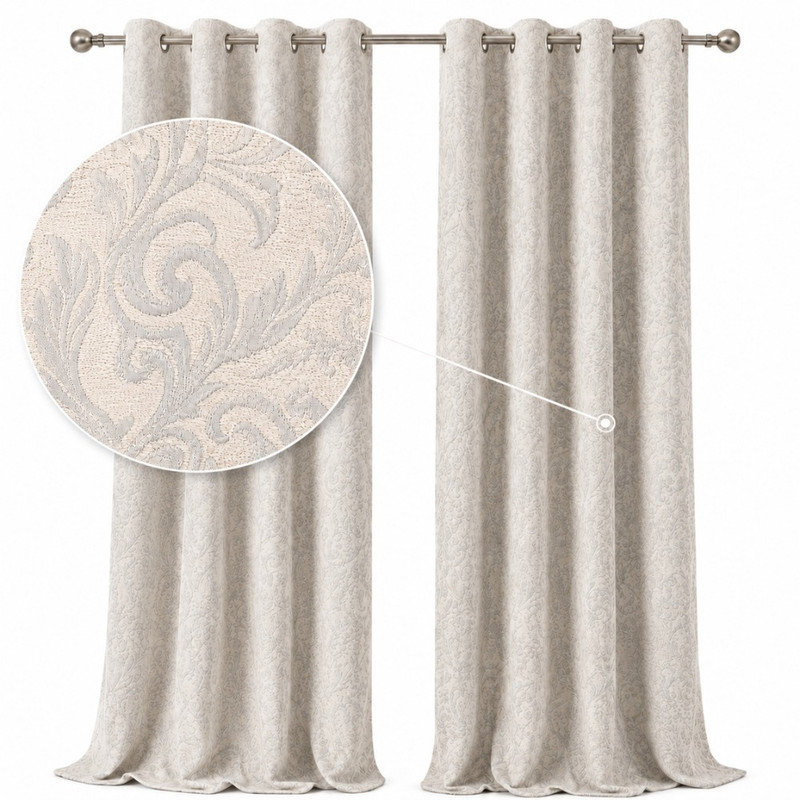 MHG Living Jacquard Cushion Covers - Pack of 2,4 Indoor / Outdoor Cream Square Cushion Pad, Pack of 4