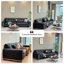 Canapé modulaire noir en similicuir-1178918537