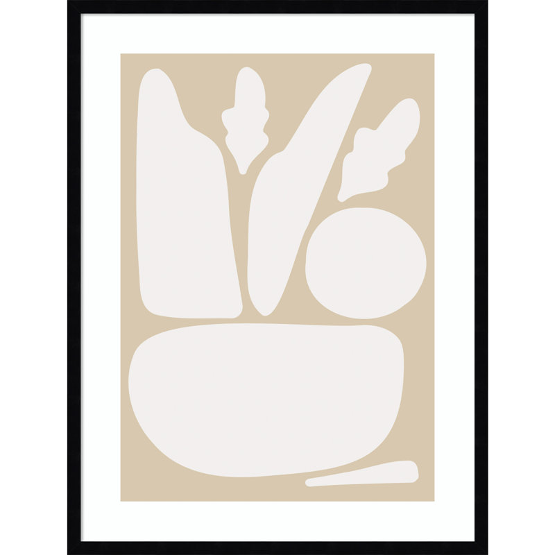 Zen Botanical Rock Neutral by The Creative Bunch Studio, 33" H x 25" W, Black Framed