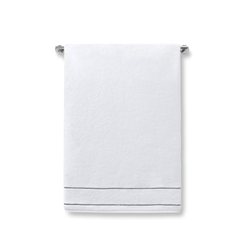Cotton Plush Bath Towel, White/Gray