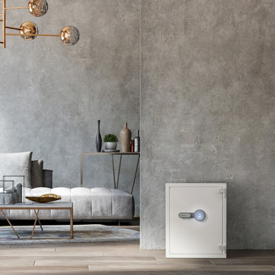 Coffre-fort de 4,48 pieds cubes en blanc - technologie biométrique, résiste au feu de 1200F pendant 0,5 heure, range les documents, les bijoux, l'argent en toute sécurité, la structure en acier robuste, protège contre le vol avec la fonction de verrouillage de la capacité cubique,