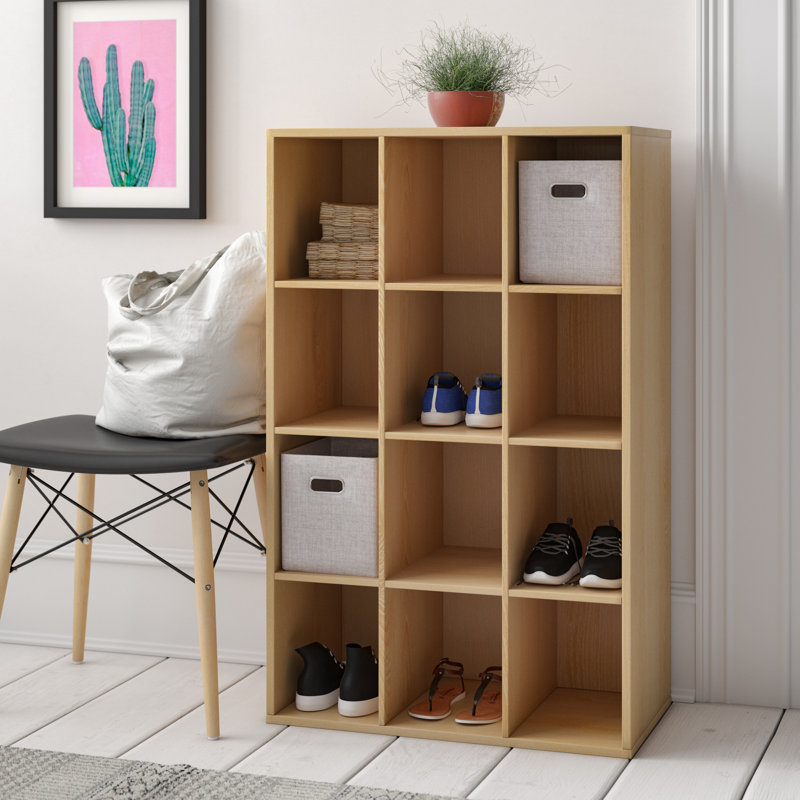 12 Pair Stackable Shoe Storage Cabinet, Beech
