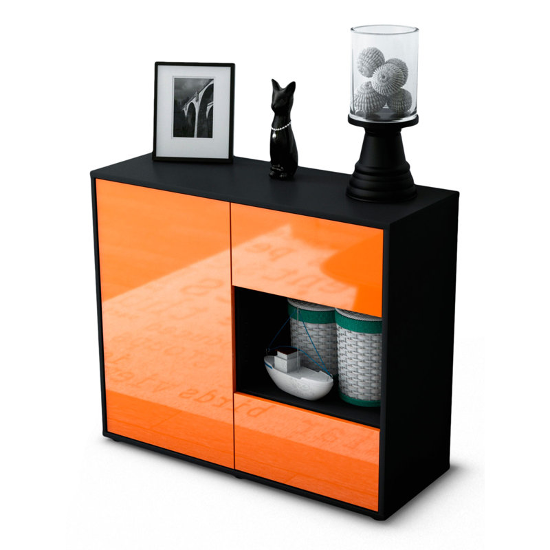 Quebec 92cm Sideboard, Anthracite/High-gloss orange