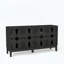 Buffet Mid-Century moderne avec 4 portes et trous de sortie - Noir