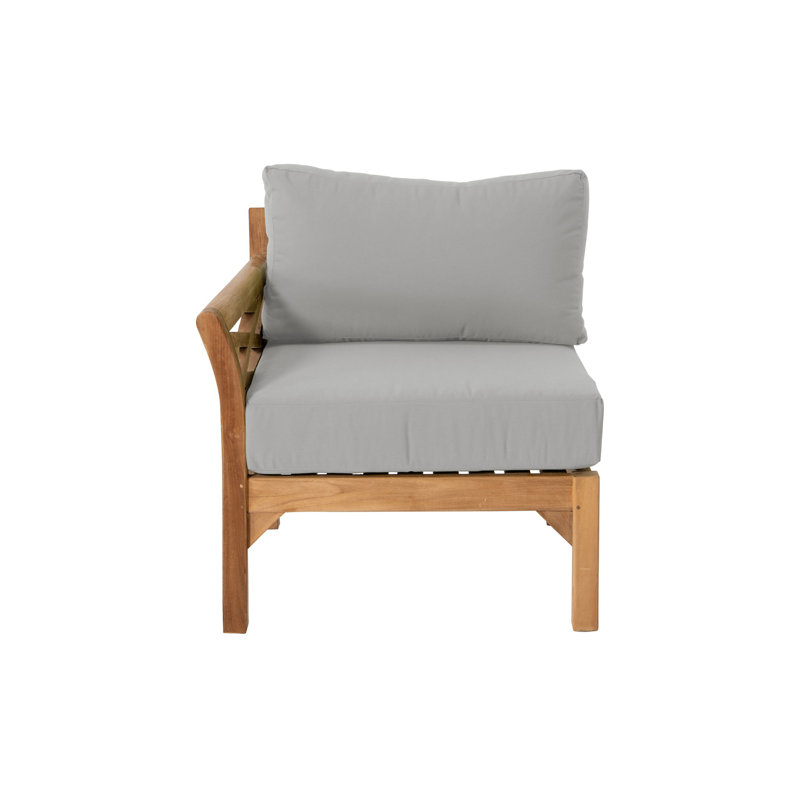Kendrica Outdoor Teak One Arm Lounge Chair, Granite
