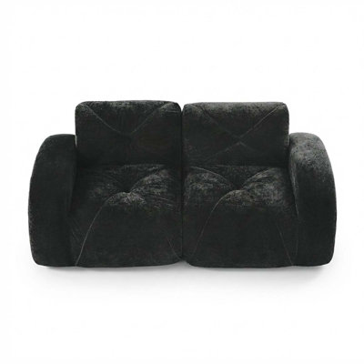 Canapé modulaire moderne en velours désossé avec coussins touffetés, mousse 32D haute densité, aucun assemblage requis pour le salon et la chambre à coucher