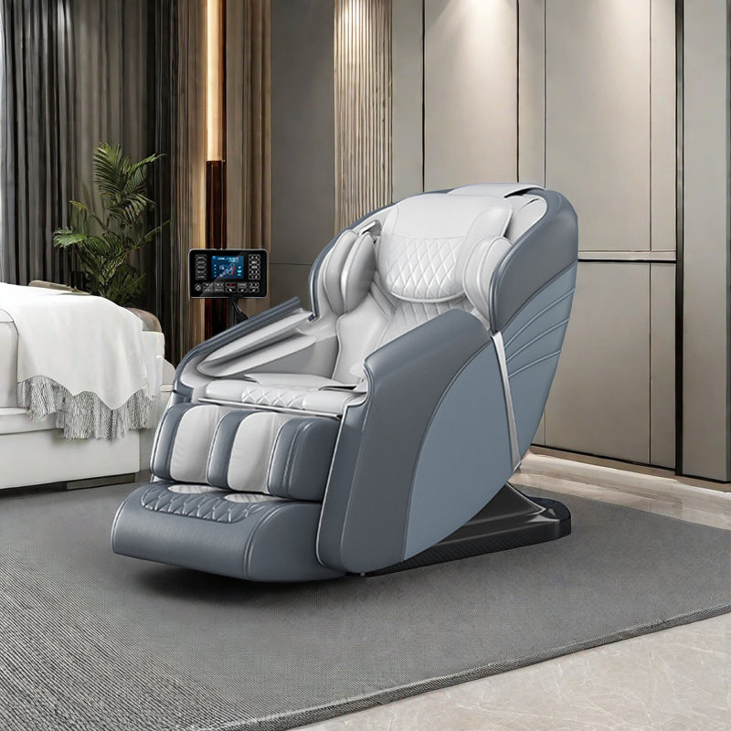 Fauteuil de massage ultime pour le corps entier avec zéro gravité et audio Bluetooth, Polyuréthane gris / blanc