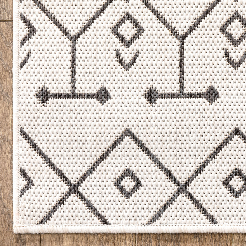 Tapis intérieur / extérieur Marshanna Nord, Rond 3 pi 11 po, Ivoire